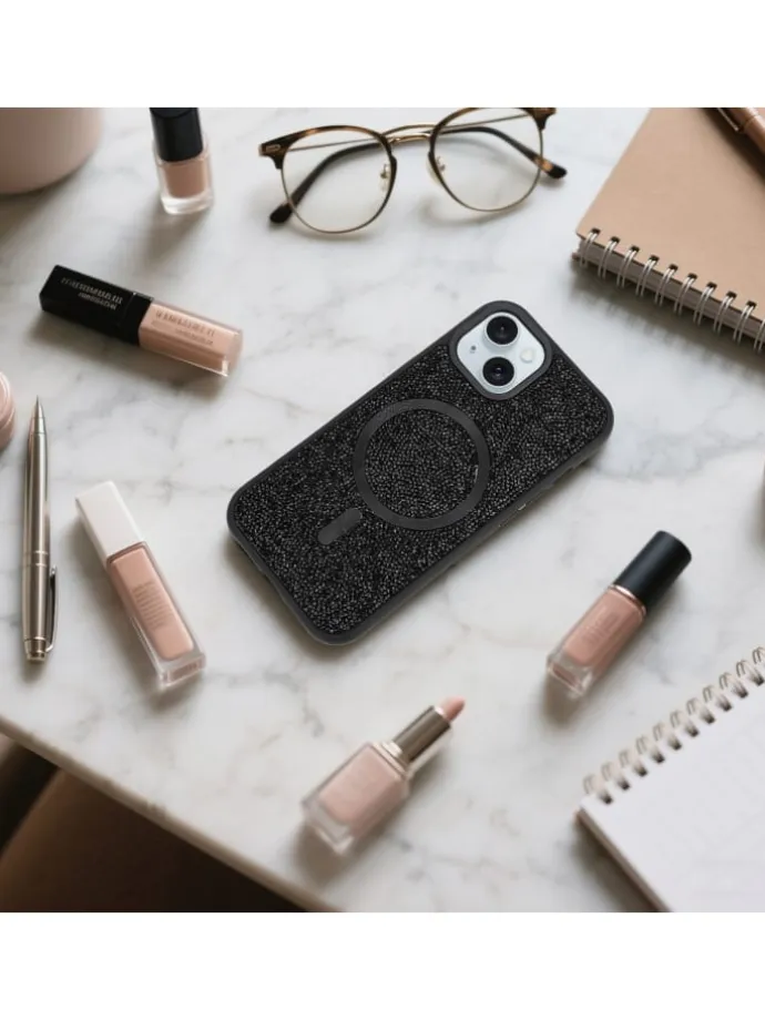 Hülle für Apple iPhone 15 Glitzer Schutzhülle in Schwarz