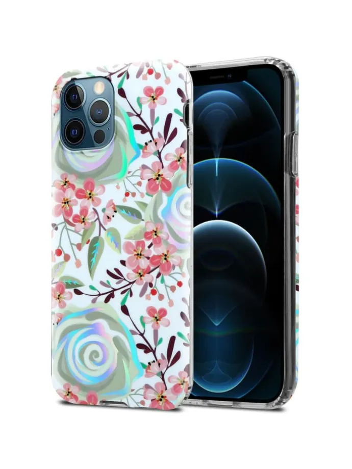 Hülle für Apple iPhone 12 PRO MAX Blumen Muster in PFIRSICHBLÜTEN