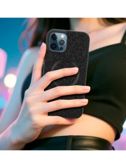 Hülle für Apple iPhone 13 PRO MAX Glitzer Schutzhülle in Schwarz