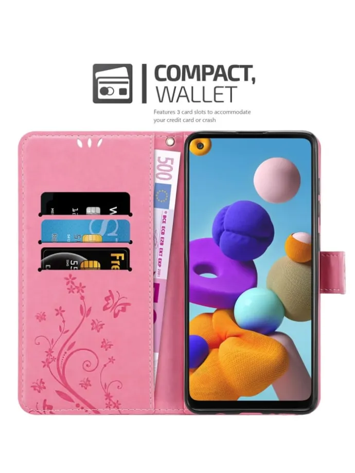 Hülle für Samsung Galaxy A21s Blumen Design in FLORAL ROSA