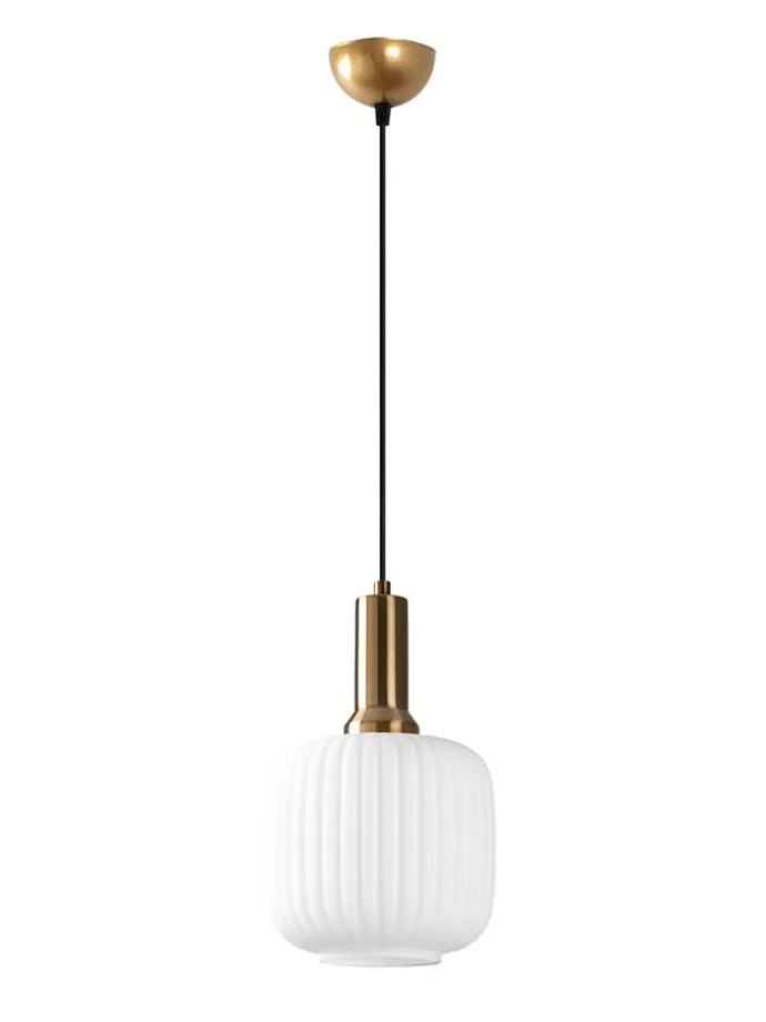 Hängeleuchte "Asker" in Weiß/ Gold - (H)118 x Ø 20 cm