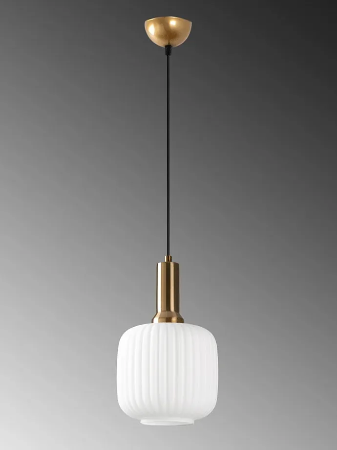 Hängeleuchte "Asker" in Weiß/ Gold - (H)118 x Ø 20 cm