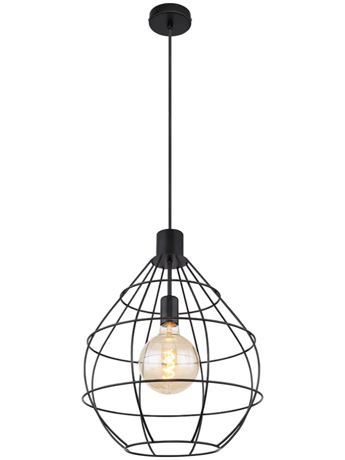 Hängeleuchte "Edwin" in Schwarz - (H)120 x Ø 37 cm