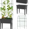 Hochbeet mit Rankgitter 76x37x189cm in Schwarz