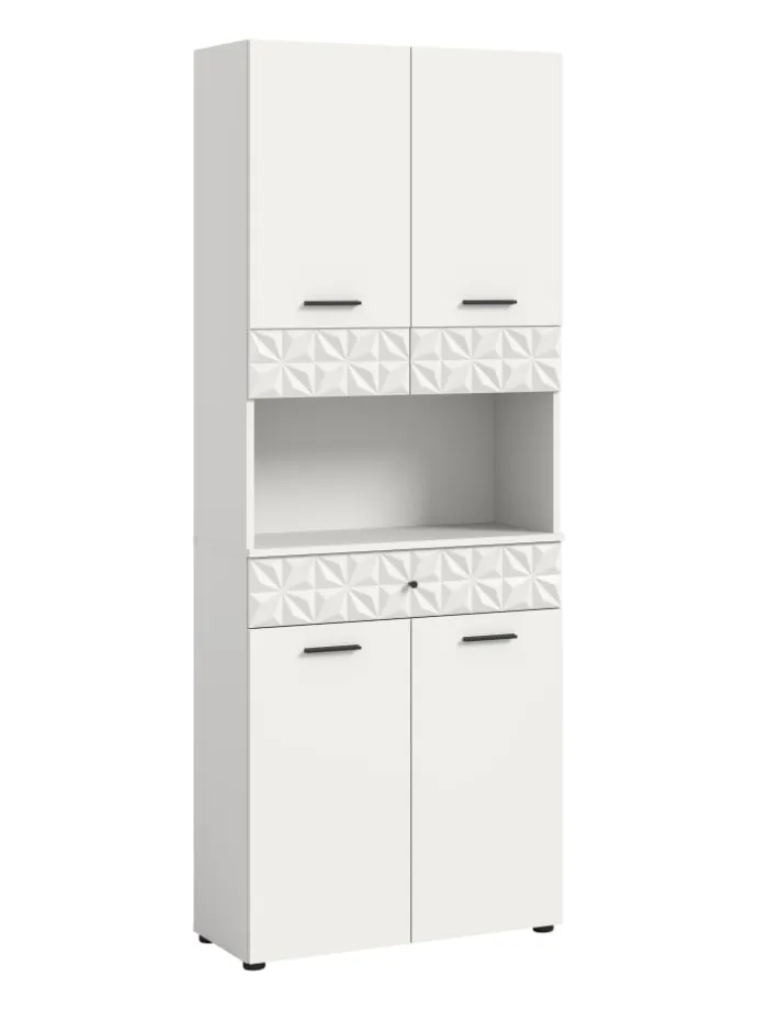 Hochschrank breit in weiß Melamin/weiß Melamin - (B) 70 x (H) 187 x (T) 34