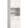 Hochschrank in weiß/weiß hochglanz - (B) 74 x (H) 191 x (T) 31