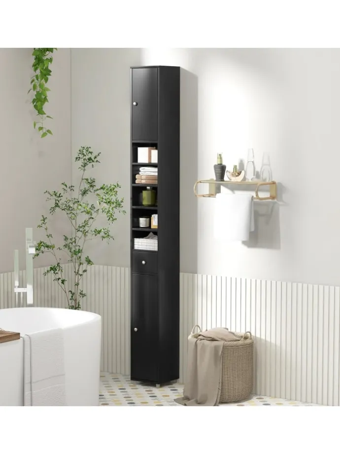 Hochschrank schmal 180 cm in Schwarz