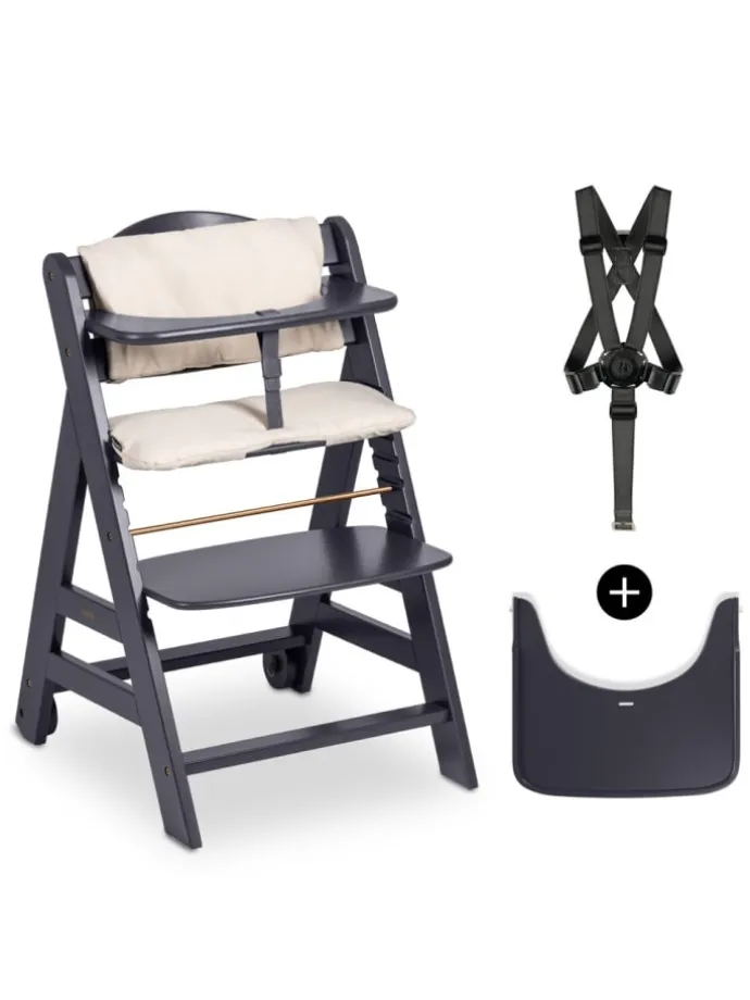 Hochstuhl Beta Plus inkl. Essbrett, Sitzkissen in grau,beige