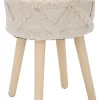 Hocker "Damasco" in Creme - (H)41 x Ø 32 cm