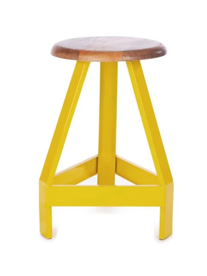Hocker Metall Holz 32 x 32 cm
