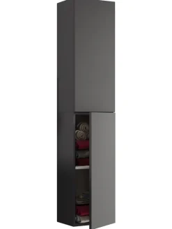Holz Badmöbel Bad Hochschrank Badschrank Lendas in Anthrazit
