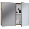 Holz Badmöbel Spiegelschrank Spiegel Badinos 80 cm in Honig-Eiche