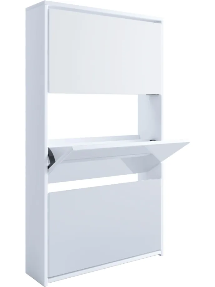 Holz Schuhschrank Schuhkipper Spiegel Stido XL in Weiß