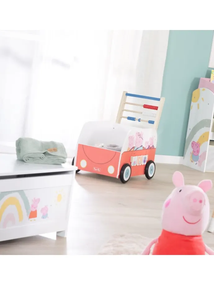 Holz-Schiebebus Peppa Pig – Lauflernhilfe & Puppenwagen, ab 12 Monaten