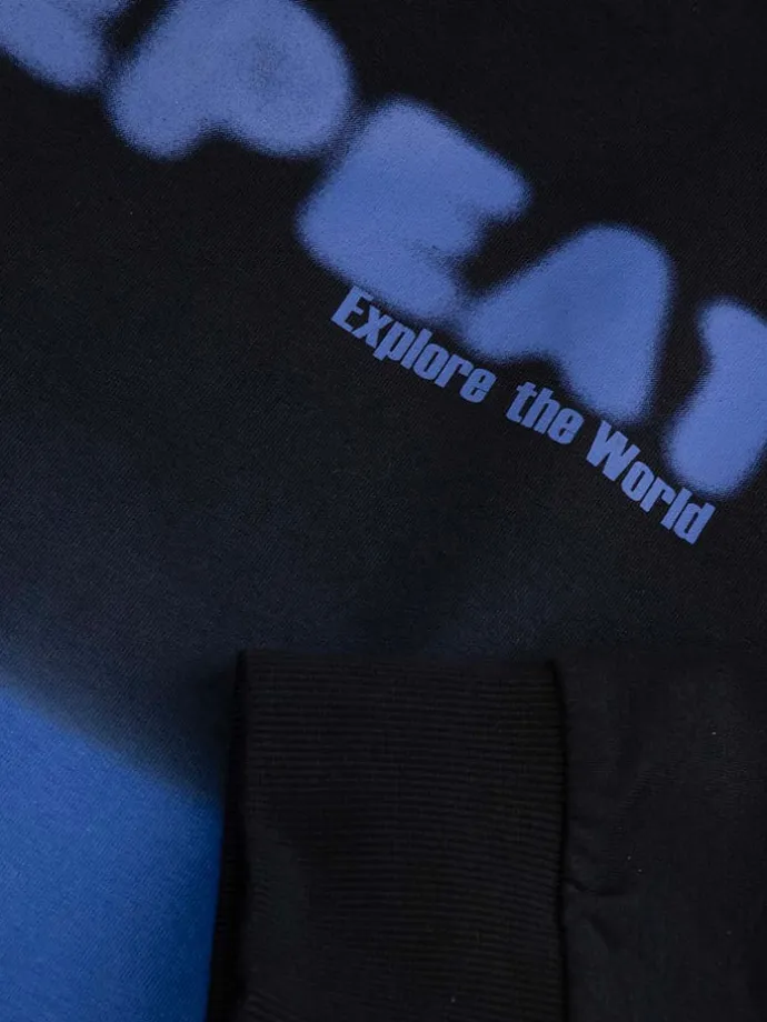 Hoodie in Schwarz/ Blau