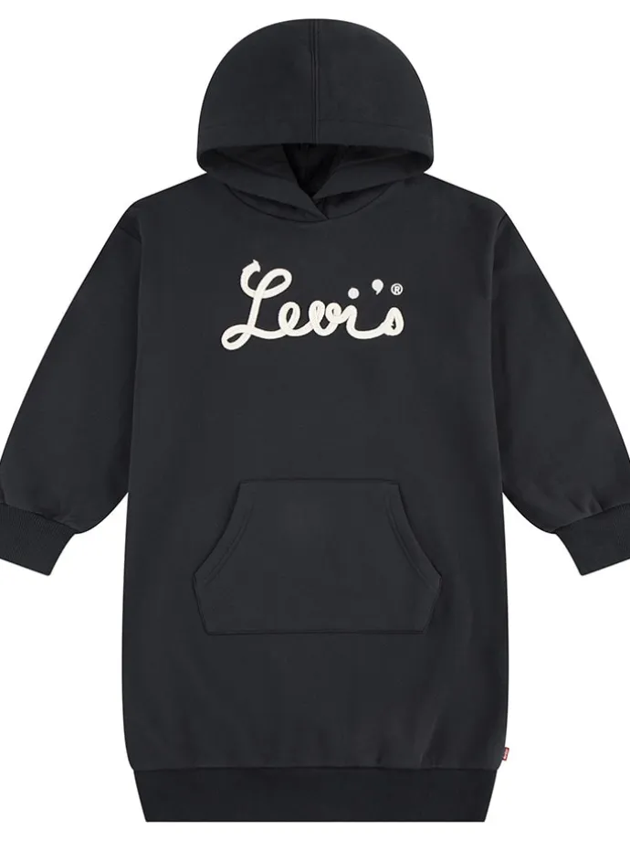 Hoodiekleid in Schwarz in Schwarz