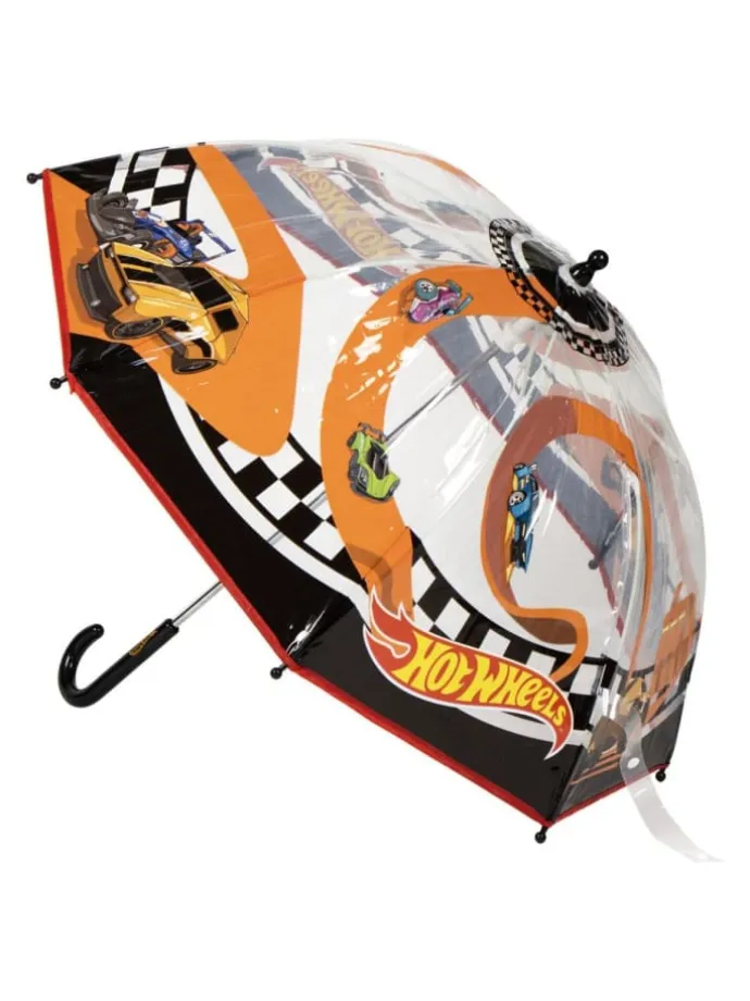 Hot Wheels Kinder Ø 71 cm Regenschirm manueller Bubble-Schirm in Orange
