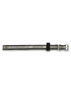 Hundehalsband in Beige/ Schwarz
