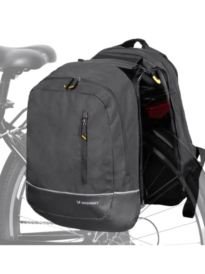2in1 Doppel-Fahrradtasche 30L Rucksack Schwarz