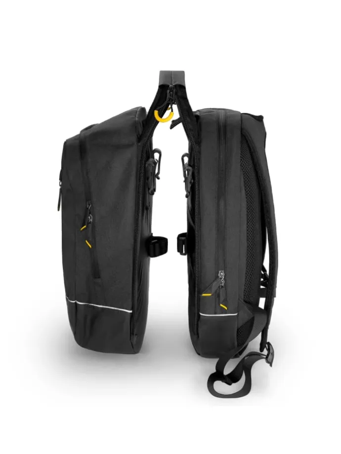 2in1 Doppel-Fahrradtasche 30L Rucksack Schwarz