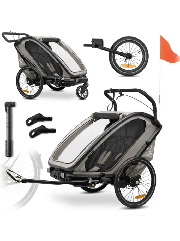 3in1 Fahrradanhänger Bike N Walk Duo für in grau