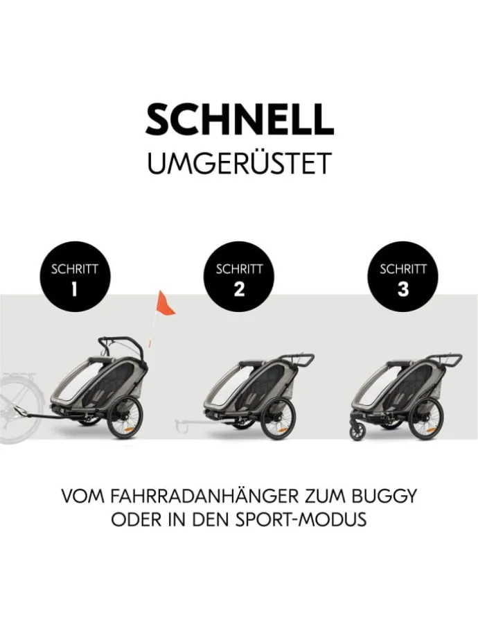 3in1 Fahrradanhänger Bike N Walk Duo für in grau