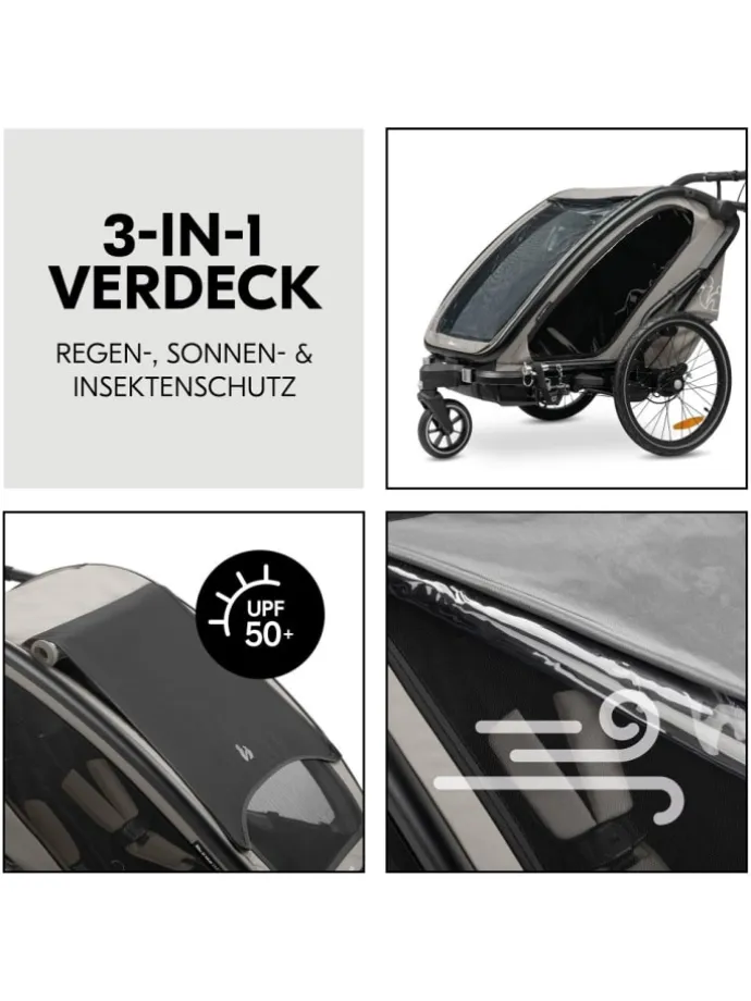 3in1 Fahrradanhänger Bike N Walk Duo für in grau