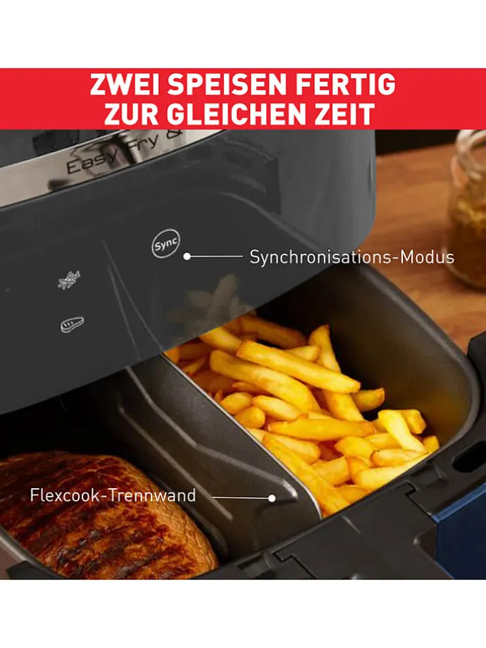 2-in-1 Heißluftfritteuse "Easy Fry & Grill - EY801410" in Dunkelblau