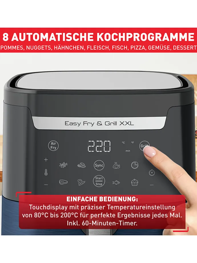 2-in-1 Heißluftfritteuse "Easy Fry & Grill - EY801410" in Dunkelblau