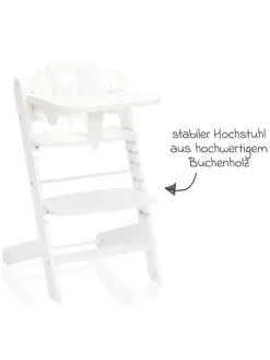 2in1 Hochstuhl Pia mit 5-Punkt-Gurt, abnehmbarem in weiss