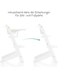 2in1 Hochstuhl Pia mit 5-Punkt-Gurt, abnehmbarem in weiss