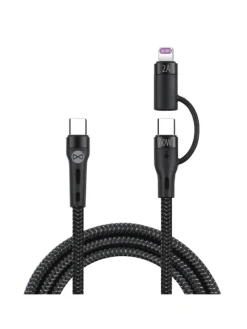 2in1 Kabel USB-C - Lightning + USB-C 1,0m 60W