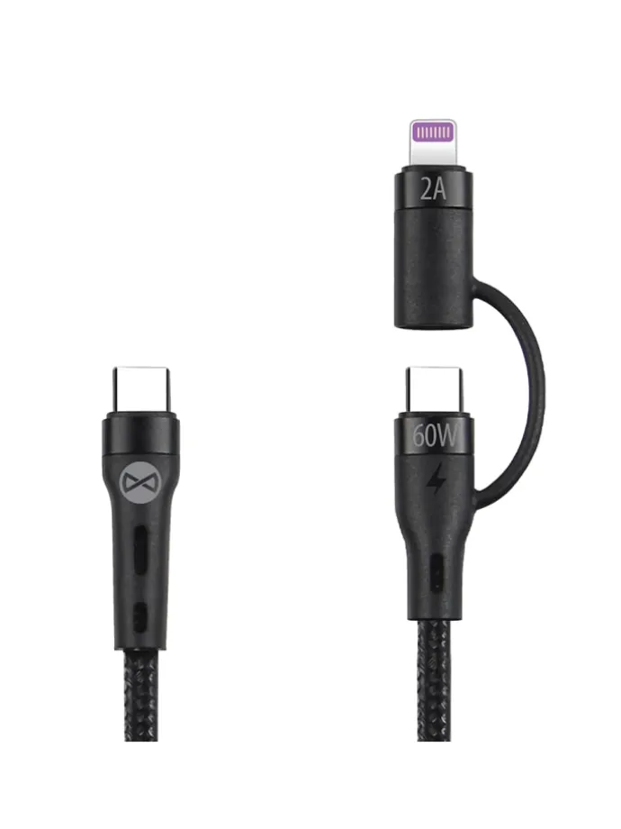 2in1 Kabel USB-C - Lightning + USB-C 1,0m 60W