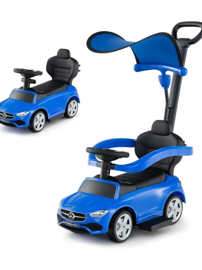 3-in-1 Rutschfahrzeug mit Schiebegriff in Blau