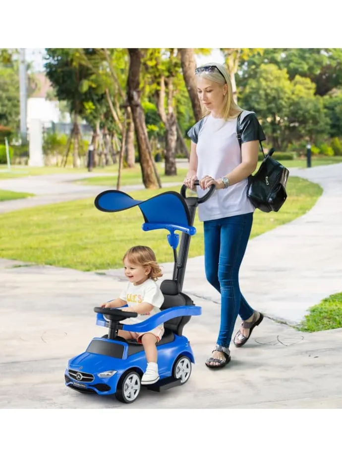 3-in-1 Rutschfahrzeug mit Schiebegriff in Blau
