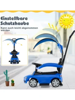 3-in-1 Rutschfahrzeug mit Schiebegriff in Blau