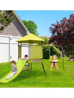 4-in-1 Spielturm Garten 3-7 Jahre in Grün