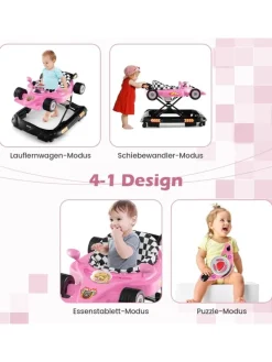 4 in 1 Baby Lauflernhilfe in Rosa