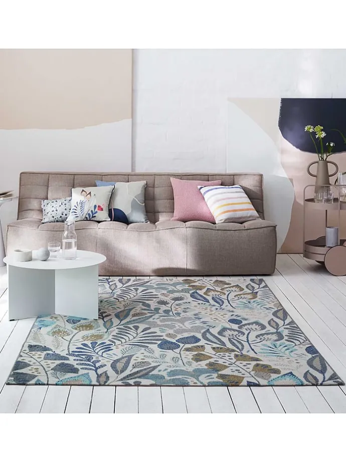 Indoor-/ Outdoor-Läufer in Beige/ Blau