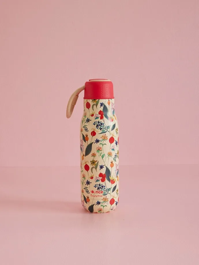 Isolierflasche in Creme/ Rot - 500 ml