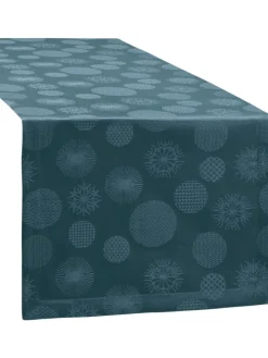 Jacquard, Baumwollmischung Tischläufer Calvia in petrol