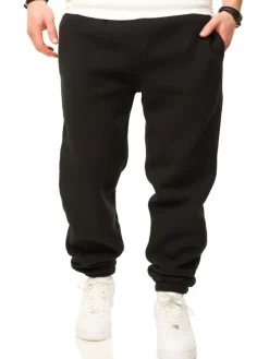Jogginghose - im Straight-Fit als Lange Trainingshose Sweatpants in Schwarz