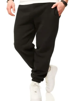 Jogginghose - im Straight-Fit als Lange Trainingshose Sweatpants in Schwarz