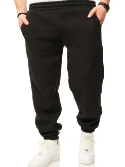 Jogginghose - im Straight-Fit als Lange Trainingshose Sweatpants in Schwarz