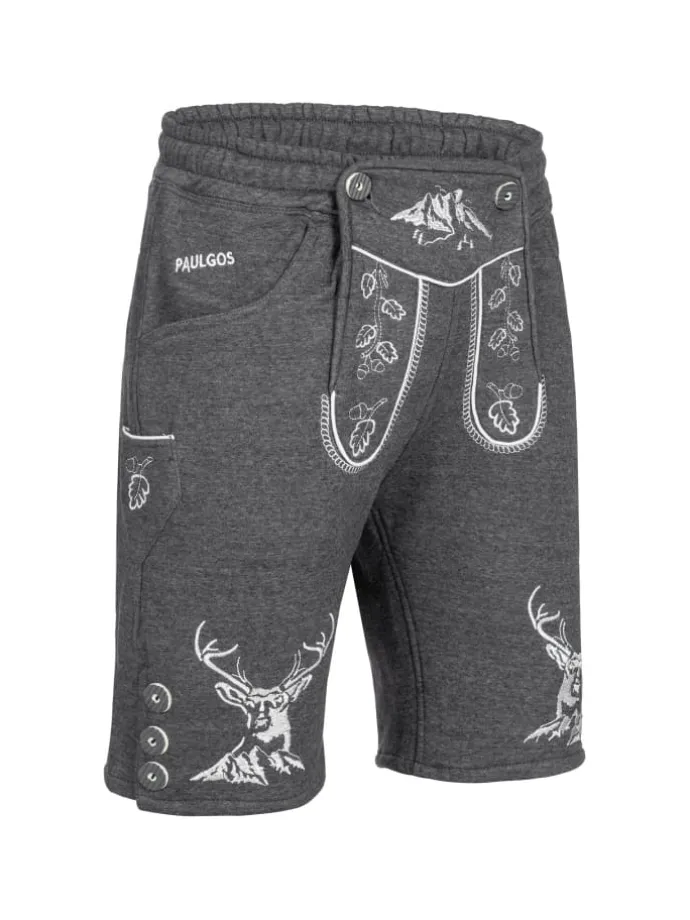Jogginghose Design Trachten Lederhose Bermuda Shorts Kurz JOK4 in Dunkelgrau