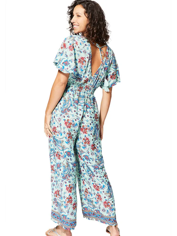 Jumpsuit in Blau/ Hellblau