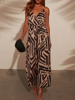 Jumpsuit in Braun/ Beige