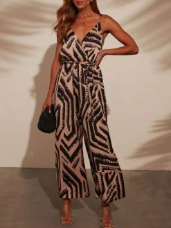 Jumpsuit in Braun/ Beige