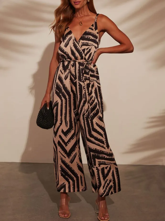 Jumpsuit in Braun/ Beige