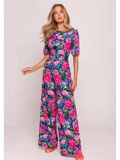 Jumpsuit in Dunkelblau/ Pink